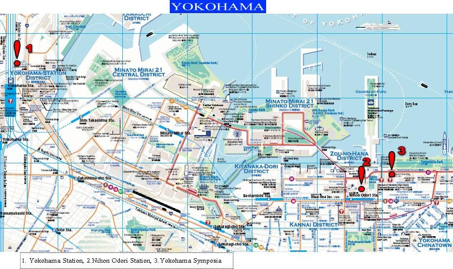Yokohama chůze mapě