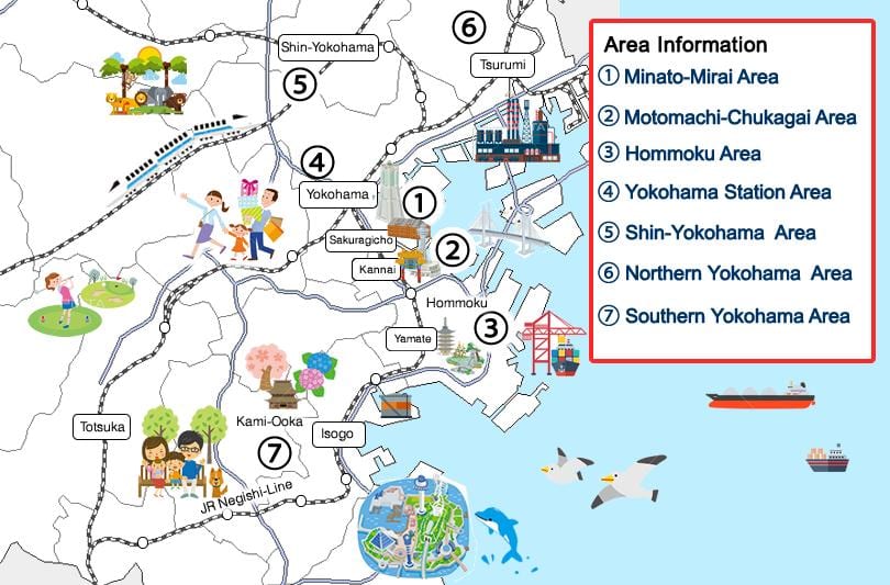 Yokohama vyhlídkové mapě